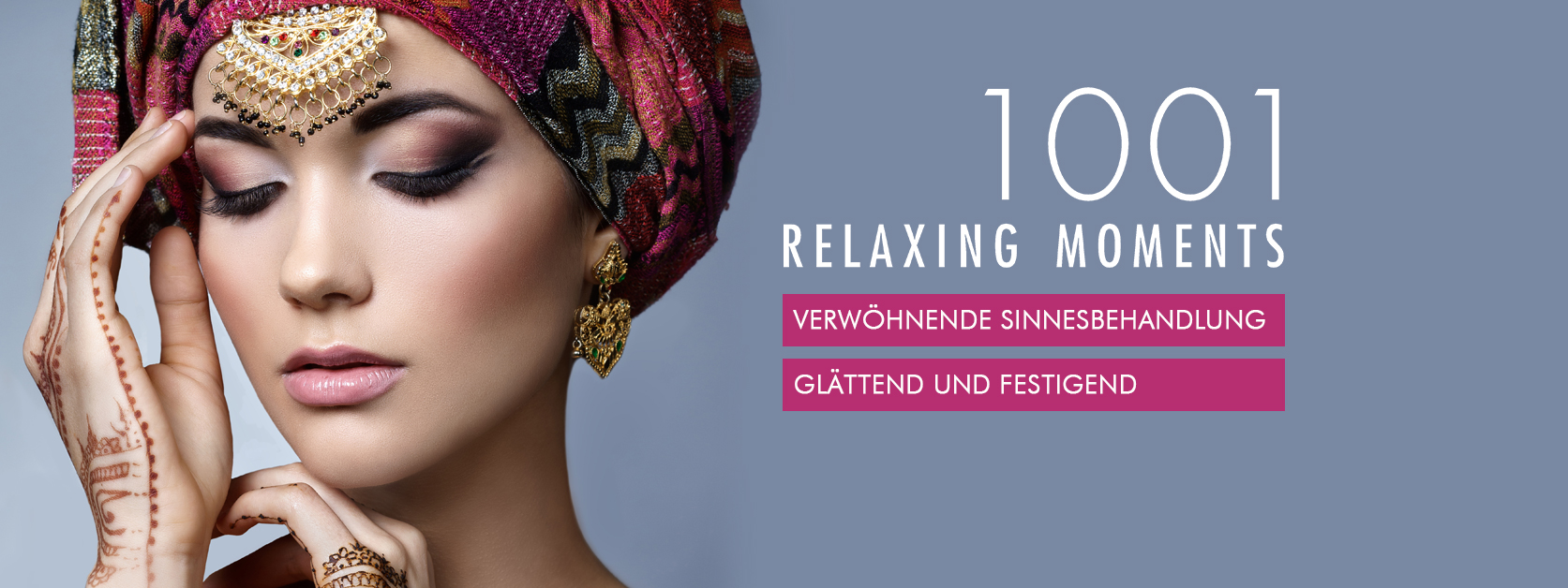 Die verwöhnende Sinnesbehandlung pflegt die Haut geschmeidig und zart. Orientalische Frau mit Turban