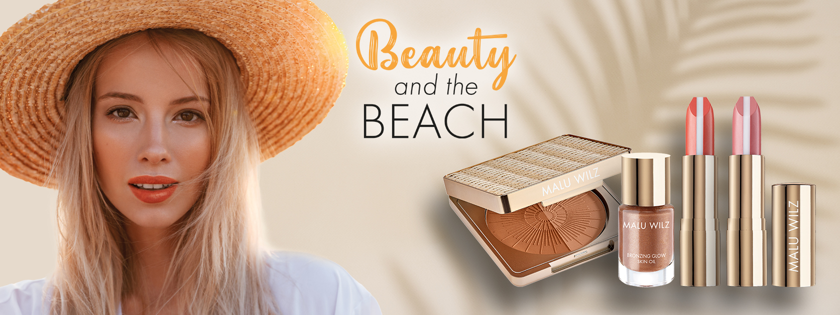 Der neue Bronzing-Look Beauty and the Beach: wie von der Sonne geküsst! junge Frau mit Bronzing Produkten