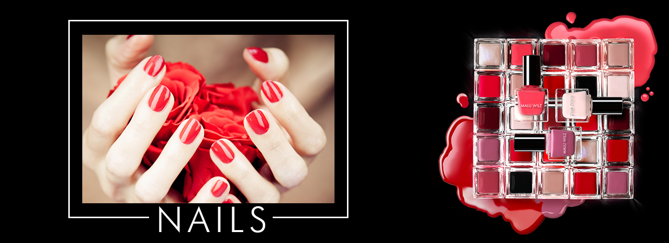 hands with red nail lacquer