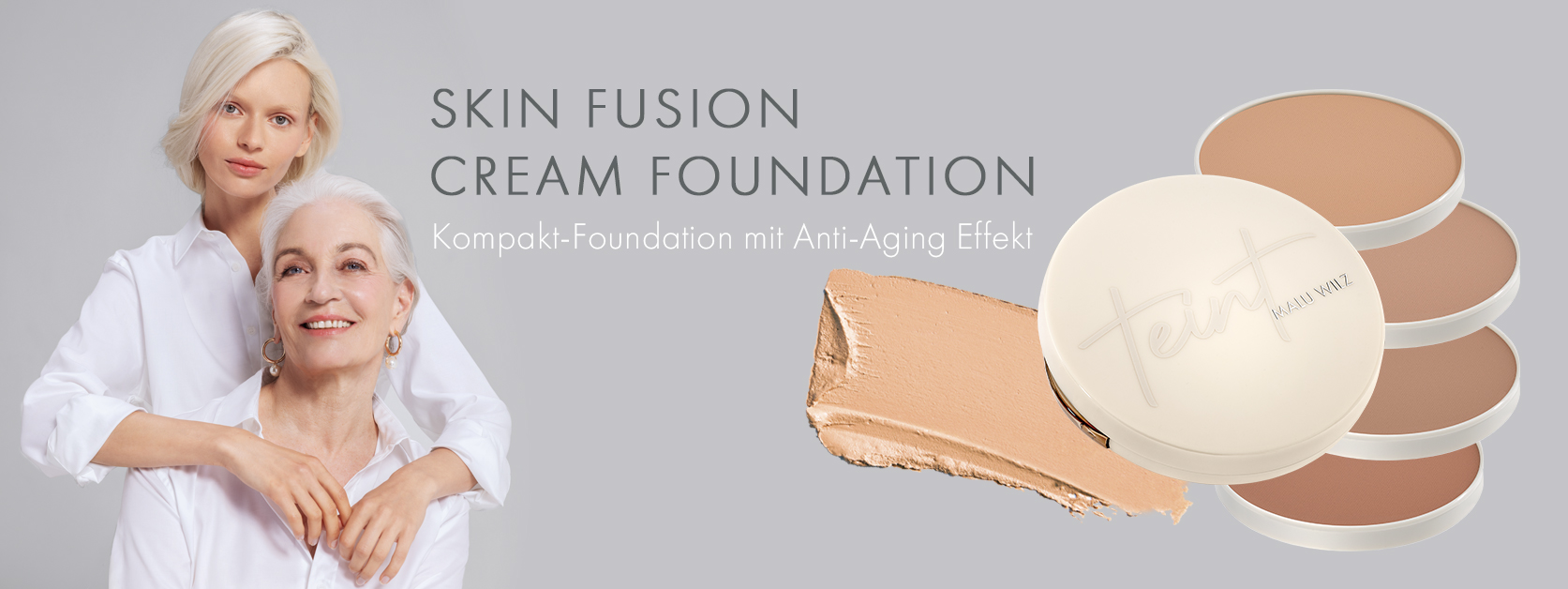 Die Skin Fusion Cream Foundation macht den Unterschied - für Schönheit in Bestform! junge Frau und ältere Frau mit Cream Foundation