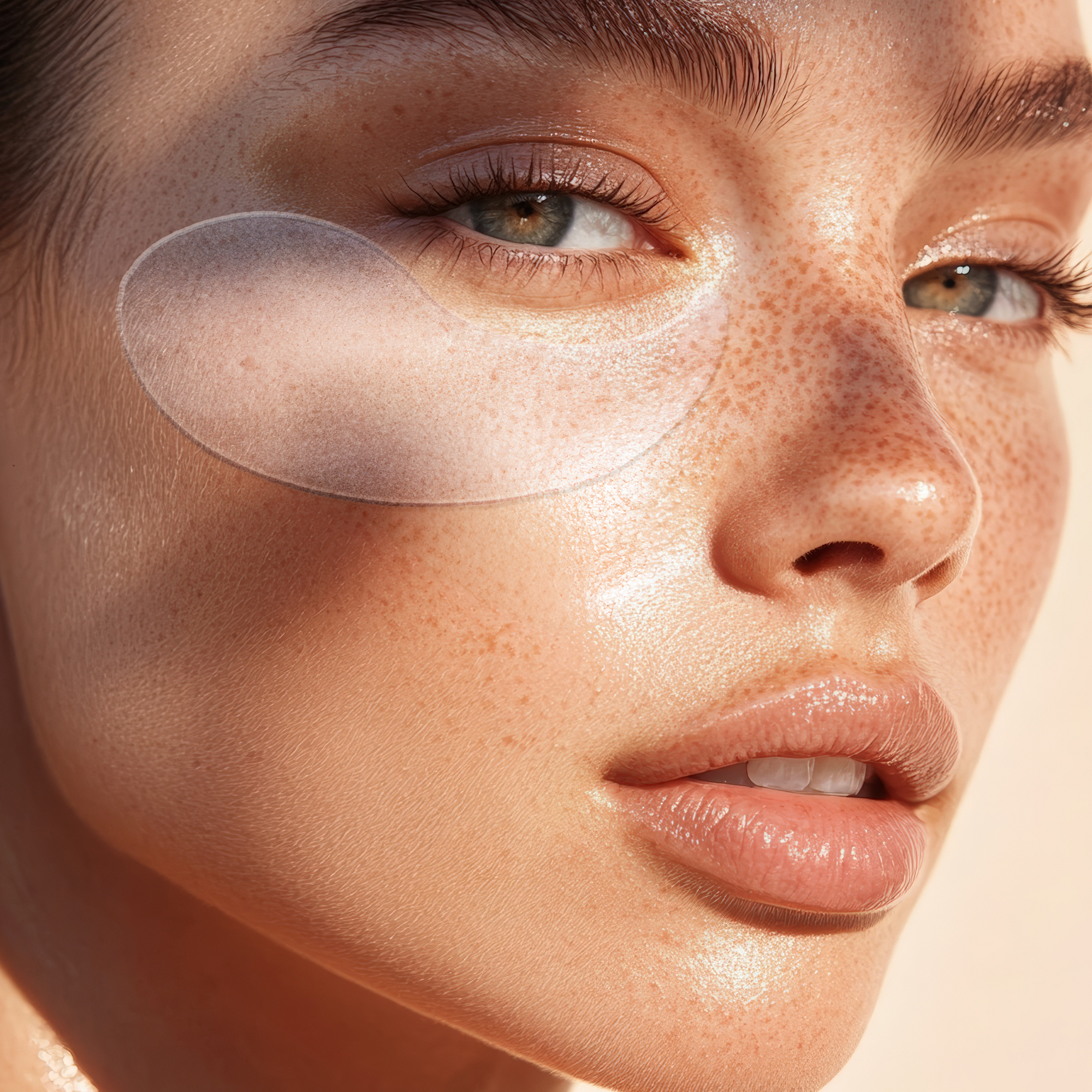 Die Peptide Plus Eye Pads liefern sofort sichtbare Effekte Gesicht Frau mit Eye Pad