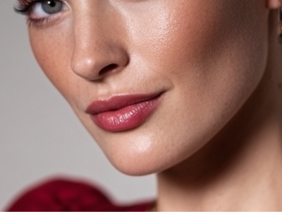 Oktoberfest Lippenstift-Inspiration in Rot Nahaufnahme Frau mit rotem Lippenstift