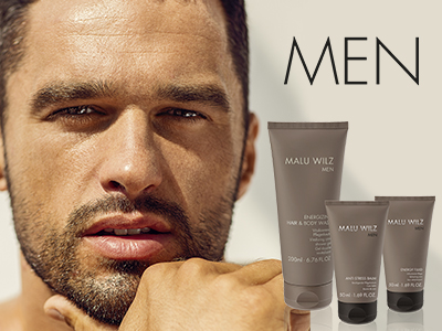 young man with men care products 