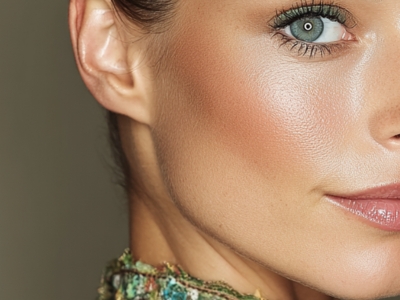 Strahlender Teint mit Rouge – Oktoberfest Look Nahaufnahme geschminktes Gesicht mit Rouge – Oktoberfest Make-up