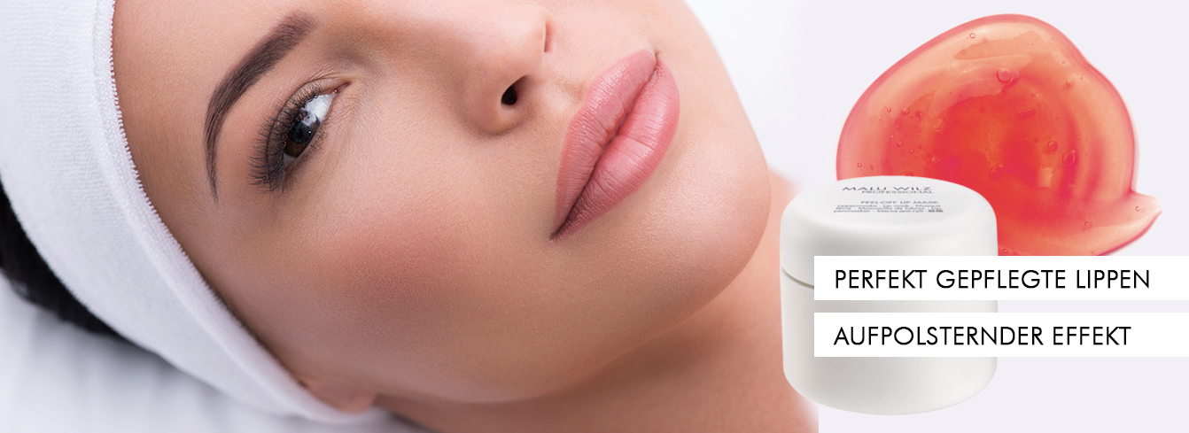 die PEEL-OFF LIP MASK sorgt für perfekt gepflegte Lippen mit einem aufpolsternden Effekt junge Frau mit Lippenmaske