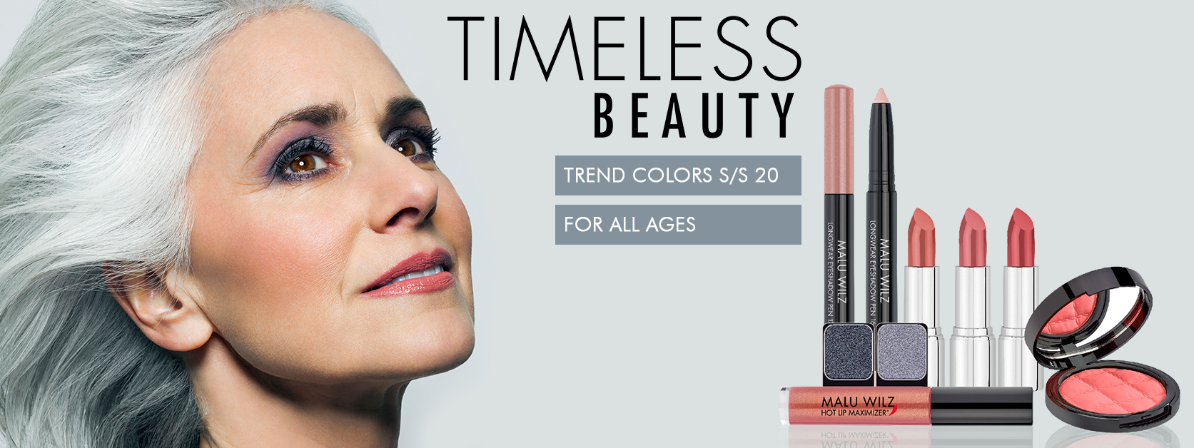 The dreamlike TIMELESS BEAUTY collection makes a true statement! mature woman with make up products