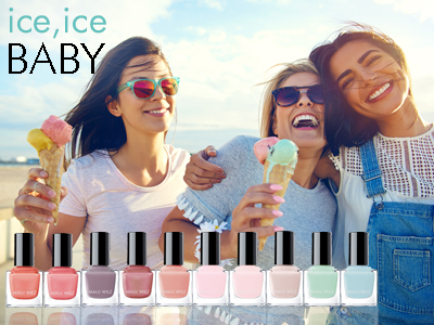 young women with ice cream and nail polish