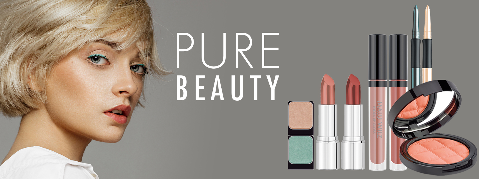 Verlieben Sie sich in die romantisch-herbstlich Kollektion Fall in Love. junge Frau mit Make up Produkten