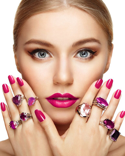 young woman with nail polish and rings