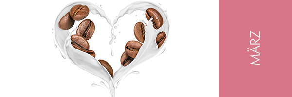 Coffee to Go Treatment Herz aus Milch und Kaffeebohnen