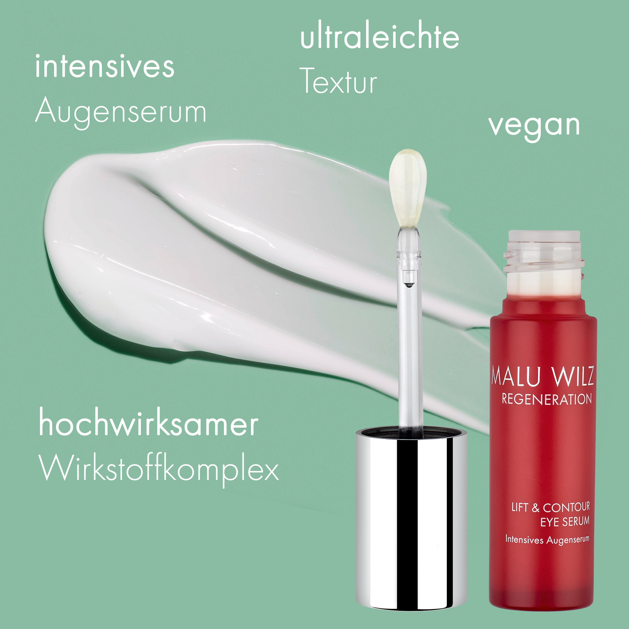 Das Lift & Contour Eye Serum überzeugt mit einem hochwirksamen Wirkstoffkomplex Augenserum mit Applikator und Swatch