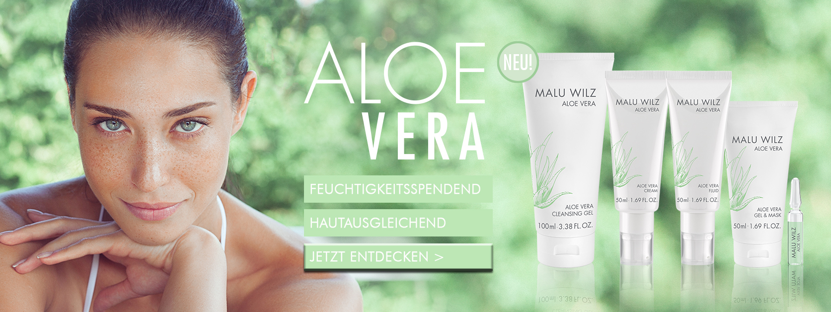 Frau mit Aloe Vera Kosmetik
