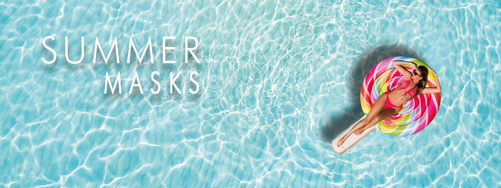 young woman in the water with face masks