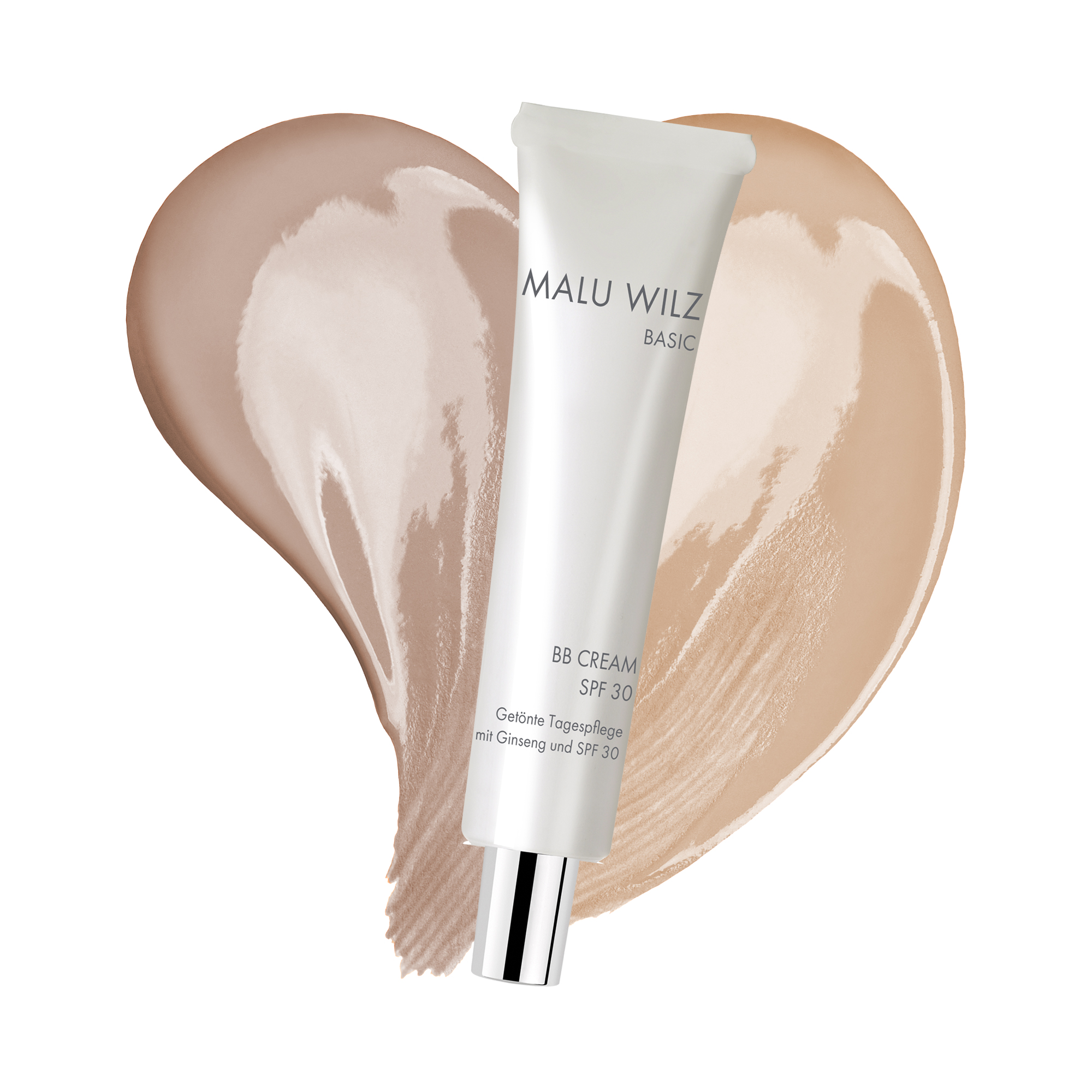Tinted day cream in two shades BB Cream and texture heart with 2 shades